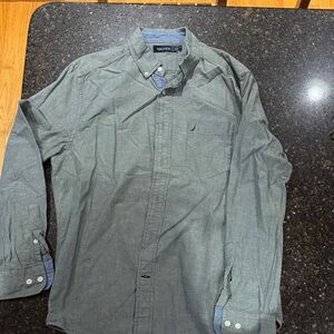 Nautica Men's Casual Olive Button-Down Shirt